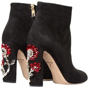 Dolce & Gabbana Floral-embellished suede boots